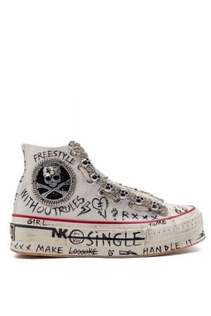 NAN-KU Couture dames sneakers plateau wit