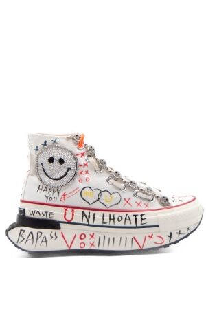 NAN-KU Couture dames sneakers plateau wit