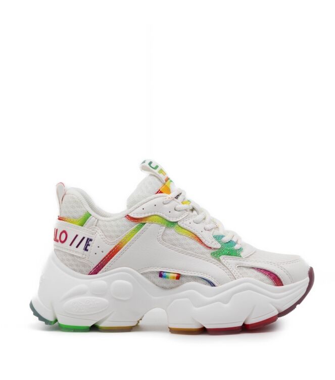 buffalo buffalo dames sneakers plateauzolen wit White Rainbow buffalo Dames Sneakers Plateauzolen Wit