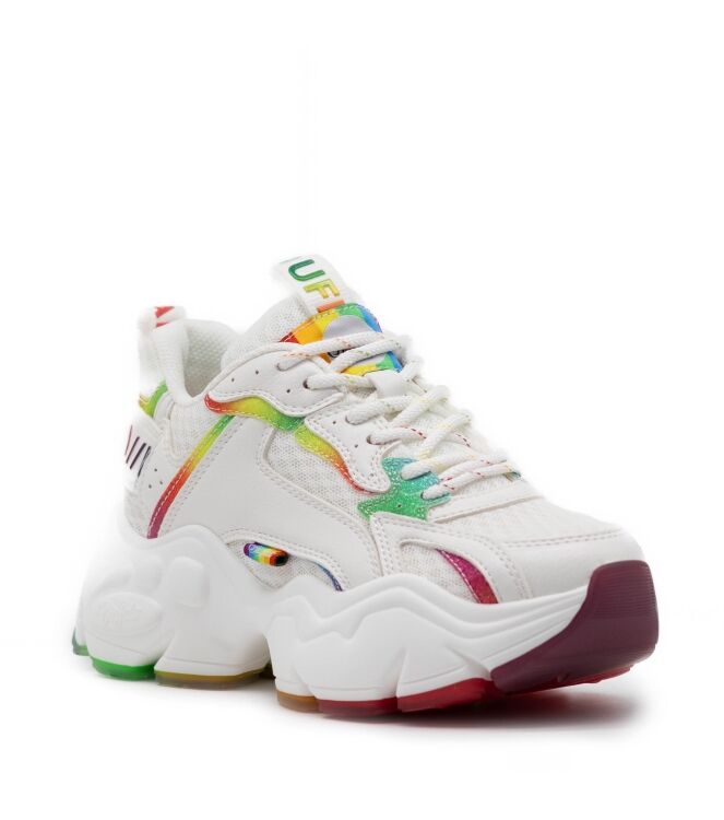 buffalo buffalo dames sneakers plateauzolen wit White Rainbow buffalo Dames Sneakers Plateauzolen Wit