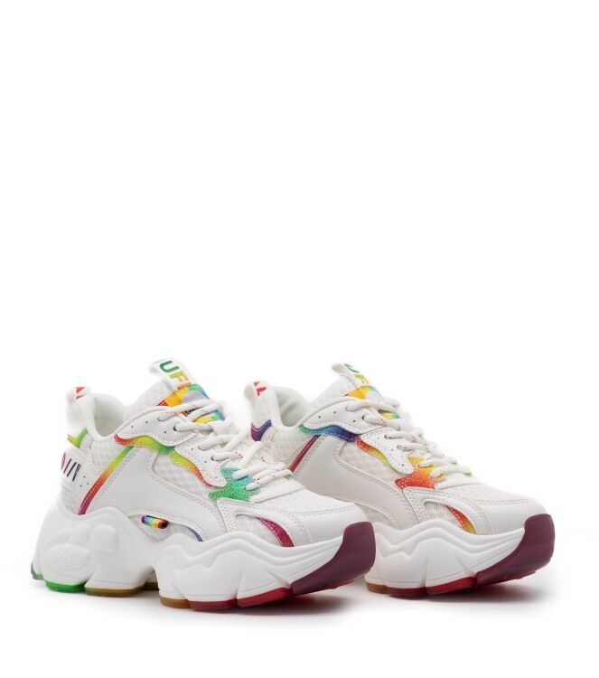 buffalo buffalo dames sneakers plateauzolen wit White Rainbow buffalo Dames Sneakers Plateauzolen Wit