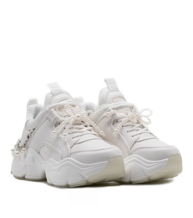 Buffalo Buffalo dames sneakers plateau wit White Buffalo Dames Sneakers in Wit online kopen