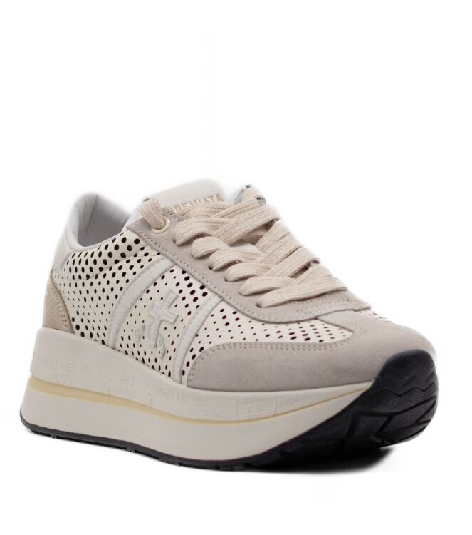Premiata Dames Platform Sneakers in Gebroken Wit online kopen 