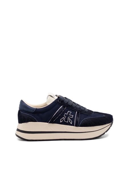 Premiata Dames sneaker plateauzool blauw