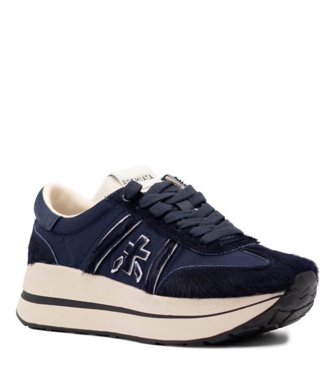 Premiata Premiata dames sneaker plateauzool blauw Var8503 Premiata Dames Platform Sneakers in Blauw online kopen