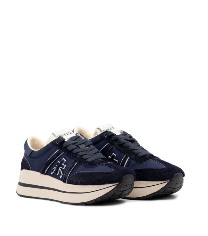 Premiata Premiata dames sneaker plateauzool blauw Var8503 Premiata Dames Platform Sneakers in Blauw online kopen