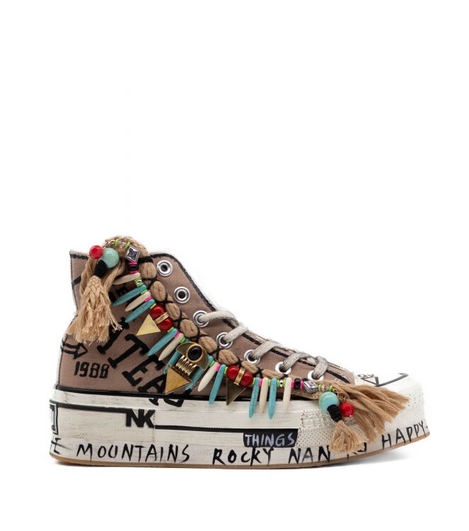 Nan-Ku Couture Dames Platform Sneakers in Bruin online kopen 