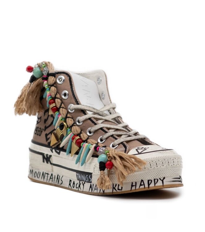 Nan-Ku Couture Dames Platform Sneakers in Bruin online kopen 