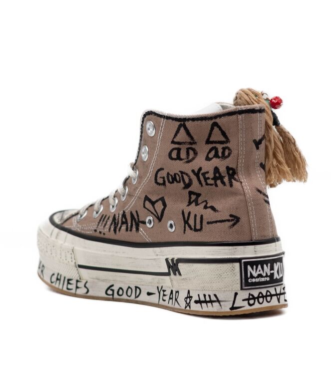 Nan-Ku Couture Dames Platform Sneakers in Bruin online kopen 