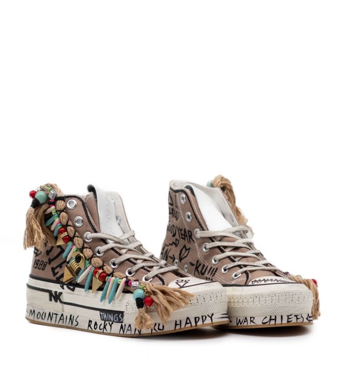 Nan-Ku Couture Dames Platform Sneakers in Bruin online kopen 