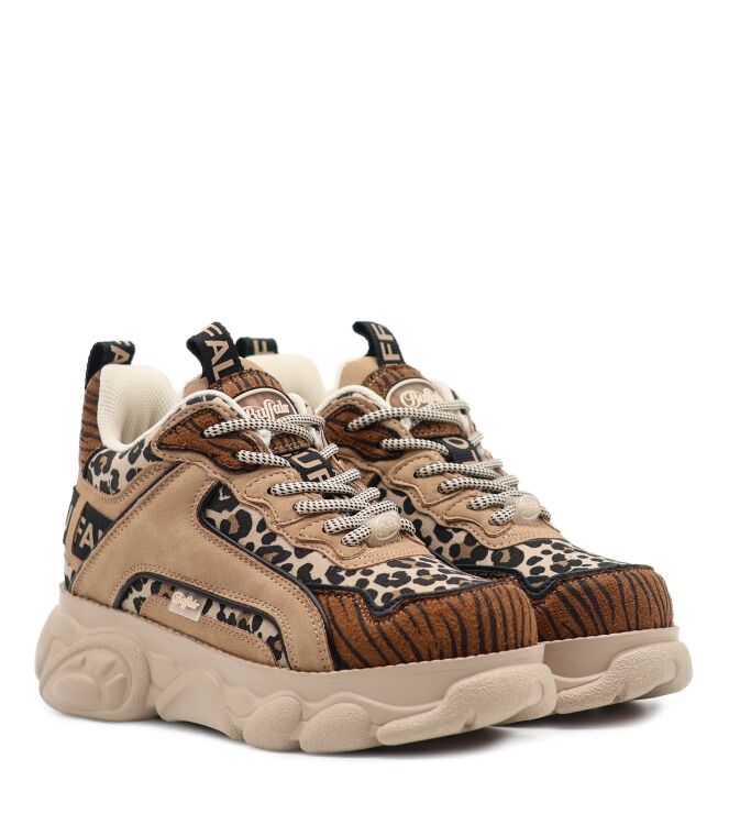 Buffalo Dames Platform Sneakers in Beige/Bruin online kopen 