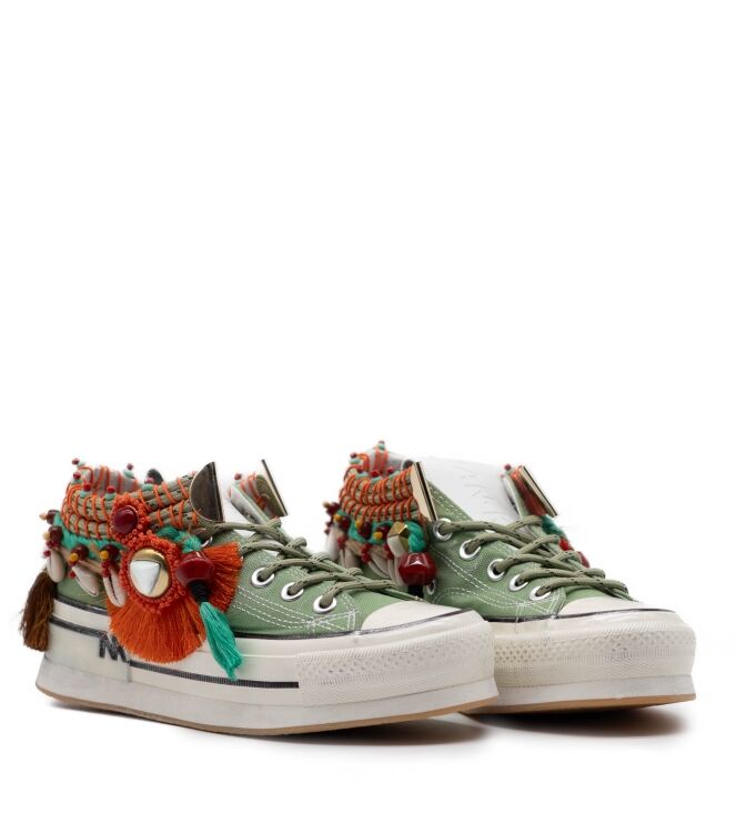 Nan-Ku Couture Dames Platform Sneakers in Groen online kopen 