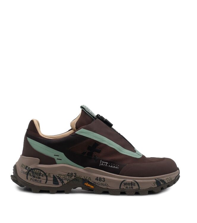 Premiata Premiata dames sneakers met rits bruin Var497 Premiata Dames Sneakers Met Rits Bruin