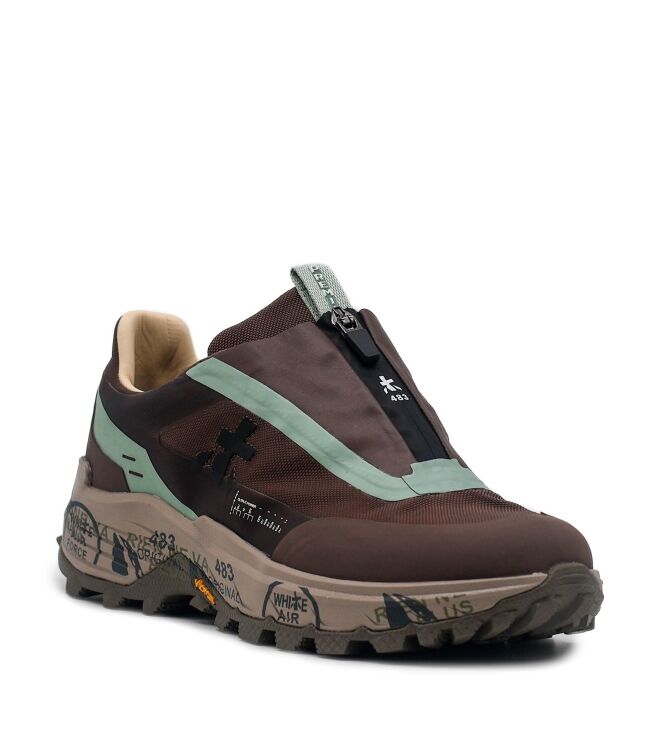 Premiata Premiata dames sneakers met rits bruin Var497 Premiata Dames Sneakers Met Rits Bruin