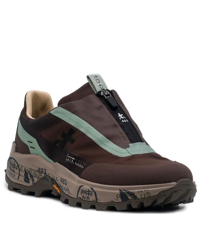 Premiata Premiata dames sneakers met rits bruin Var497 Premiata Dames Sneakers Met Rits Bruin