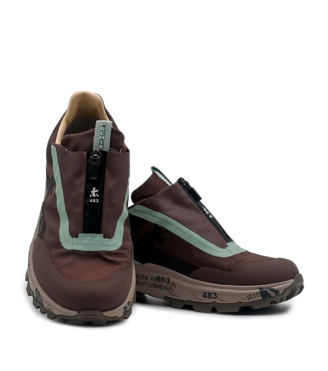 Premiata Premiata dames sneakers met rits bruin Var497 Premiata Dames Sneakers Met Rits Bruin