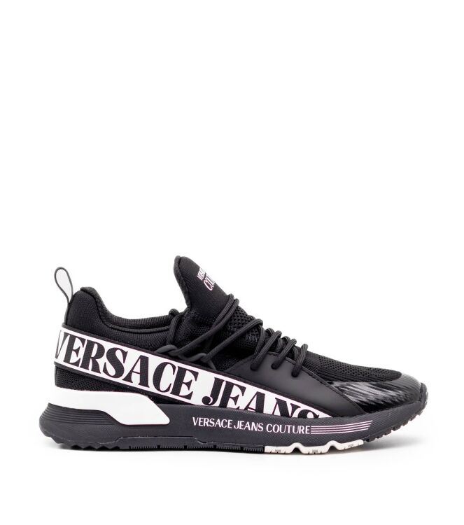 Versace Jeans Versace Jeans heren sneakers zwart combi Black Shiny Coated Versace Jeans Couture Heren Sneakers in Zwart online kopen