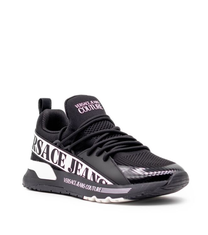 Versace Jeans Versace Jeans heren sneakers zwart combi Black Shiny Coated Versace Jeans Couture Heren Sneakers in Zwart online kopen