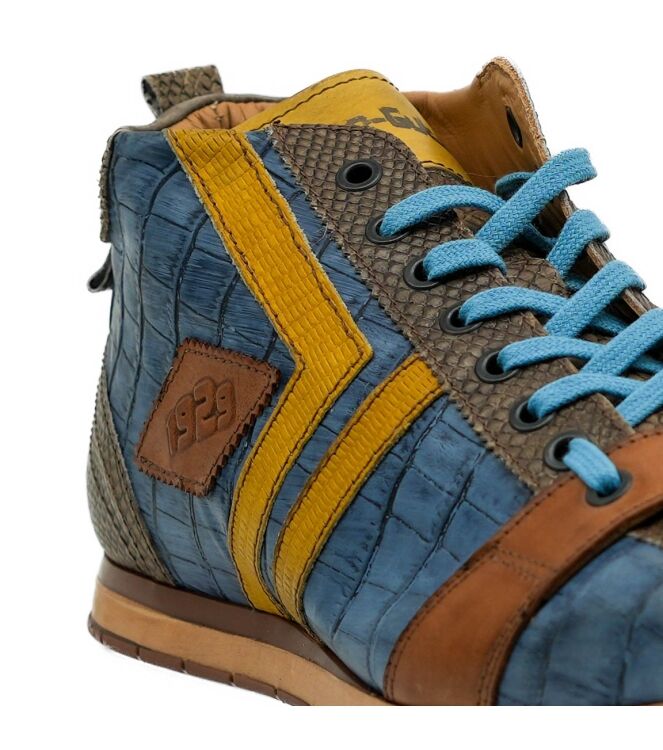Kamo Gutsu Kamo Gutsu heren sneakers blauw bruin Topo Ginepro Ocra Kamo Gutsu Heren Sneakers Blauw Bruin
