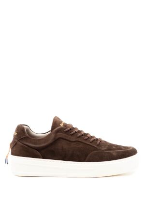 Barracuda heren sneakers donker bruin sued