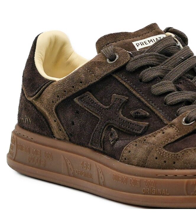 Premiata  heren sneakers donker bruin 65 bruin donker Direct leverbaar uit de webshop van www.taft.nl/