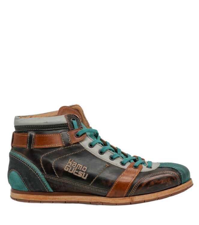 Kamo Gutsu Kamo Gutsu heren veterschoenen bruin groen Alga Caffee Kamo Gutsu Heren Veterschoenen Bruin Groen