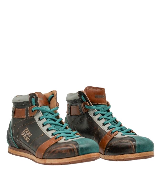 Kamo Gutsu Kamo Gutsu heren veterschoenen bruin groen Alga Caffee Kamo Gutsu Heren Veterschoenen Bruin Groen